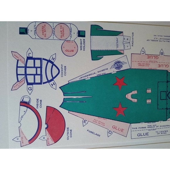 Airplane Toy Vintage Jack Armstrong Tru-Flite Model Russian Stormovik GM Cereal - Picture 5 of 10